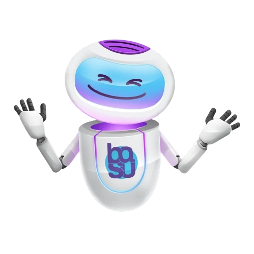 Mascote do Basu com as mãos abertas